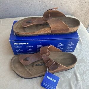 Birkenstock Tan Leather Flip-Flops